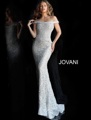 Jovani 61357 Off Shoulder Fitted Evening Dress