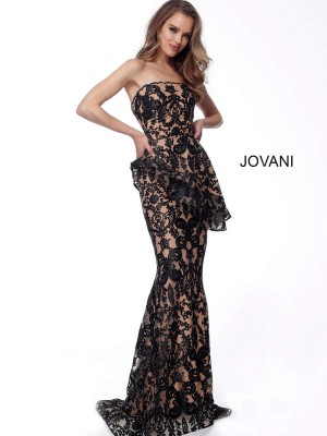 Jovani 61524 Asymmetric Peplum Evening Dress