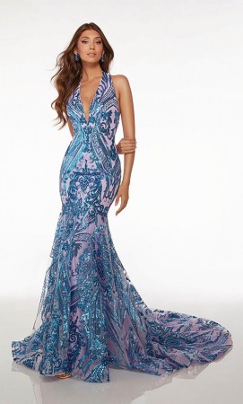 Size 6 Blue Lavender Alyce Paris 61630 Prom Dress