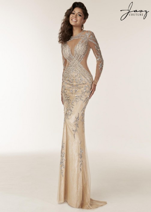 long beaded gown
