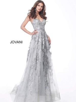 Jovani 62405 Beautiful Silver Evening Dress