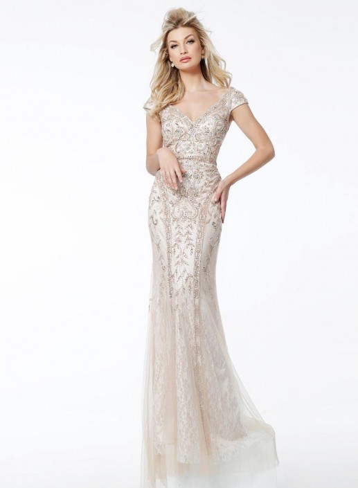 cap sleeve evening gown