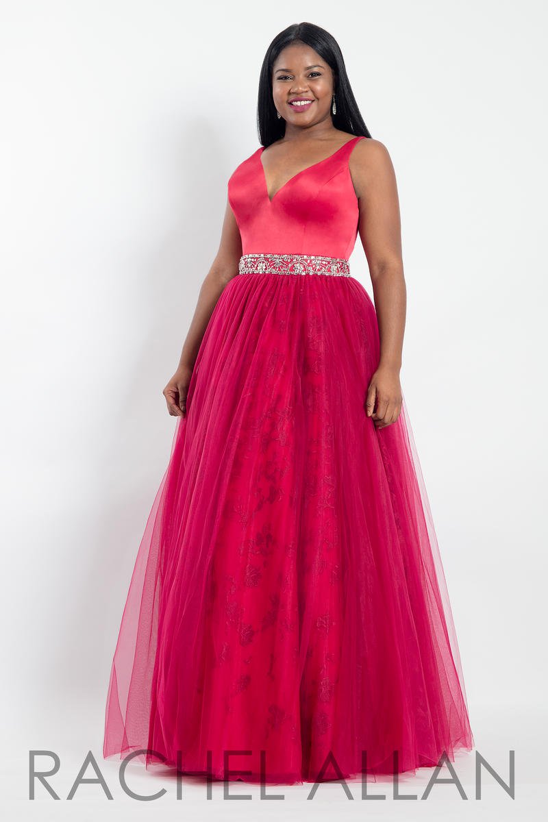 Rachel Allan Curves 4814 Plus Size Short Satin Dress