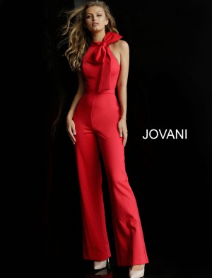 Jovani 63523 High Neck Prom Jumpsuit with Bow