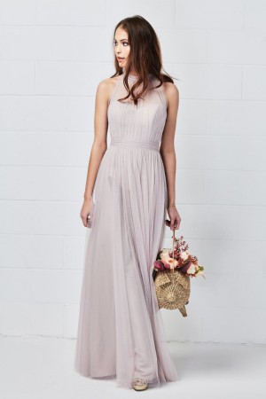 Size 8 Latte Wtoo 641 Contemporary Sheer Bridesmaid Dress
