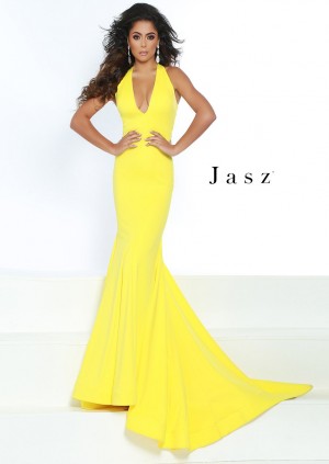 Size 4 Black Jasz Couture 6414 Beaded Back Strap Prom Gown