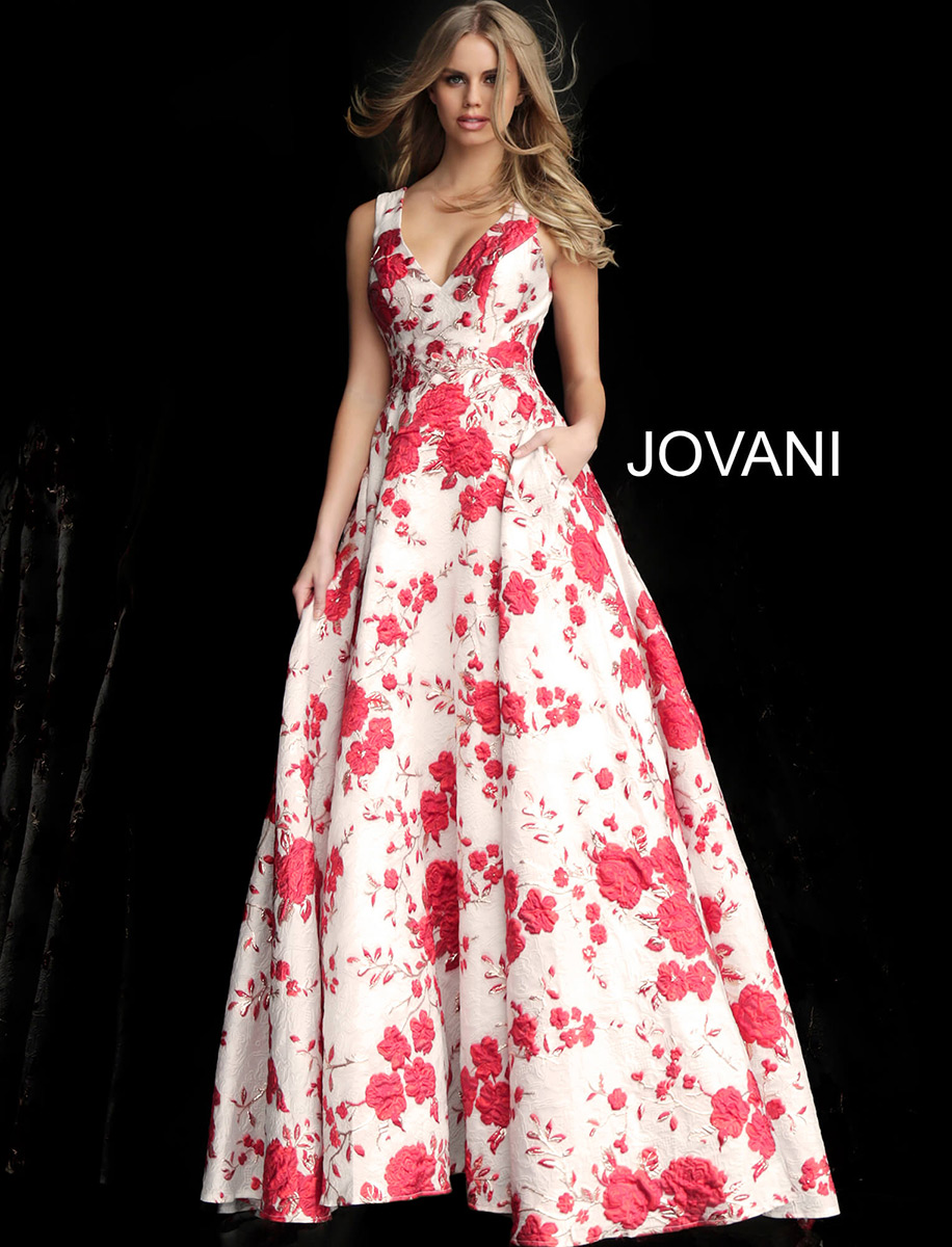 French Novelty Jovani 64141 Floral Prom Ball Gown
