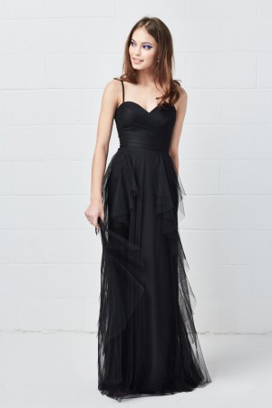 Size 10 Black Wtoo 642 Modern Ruffle Bridesmaid Dress
