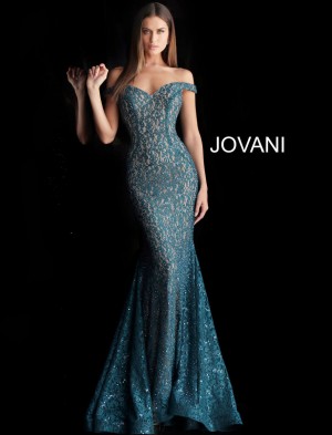 Jovani 64521 Off Shoulder Lace Prom Gown
