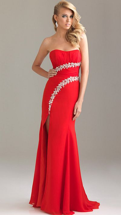 French Novelty: Night Moves Strapless Prom Dress with Stunning Beaded Waist  6469
