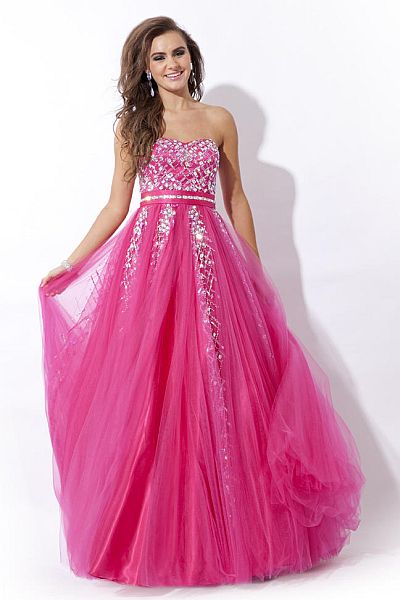 Party Time 6478 Sequin and Soft Tulle Ball Gown: French Novelty