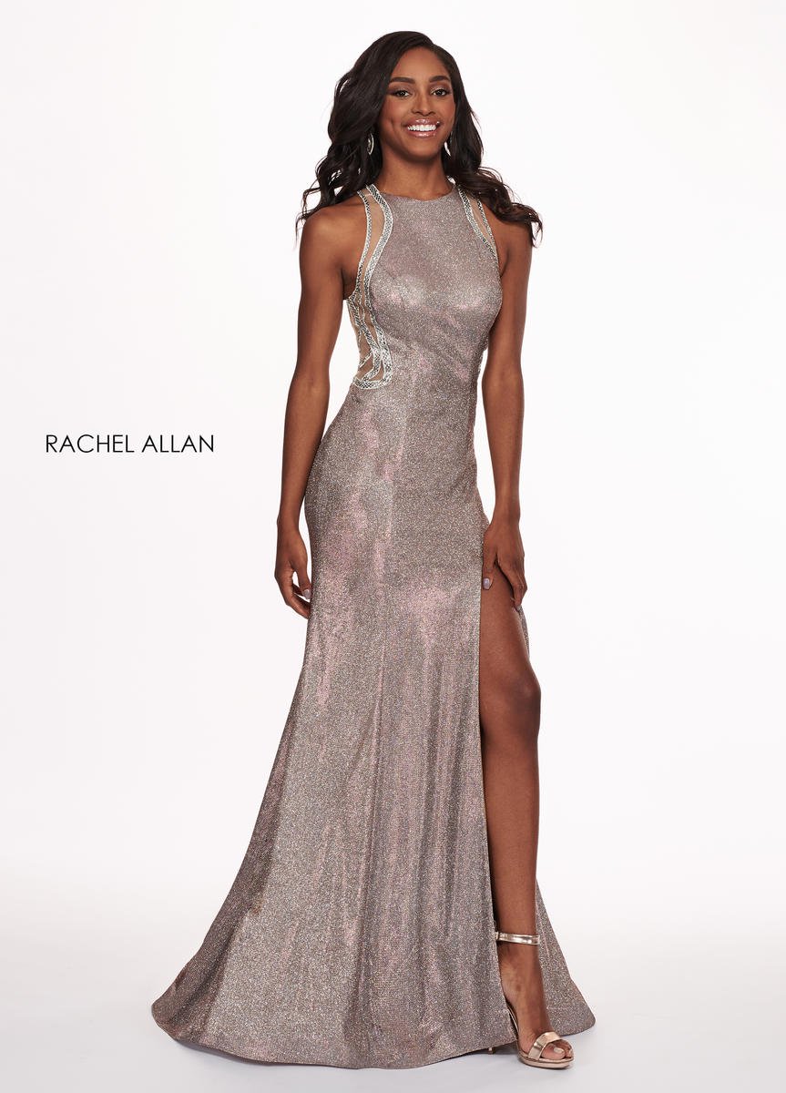French Novelty Rachel Allan 6491 Glitter Jersey Prom Dress