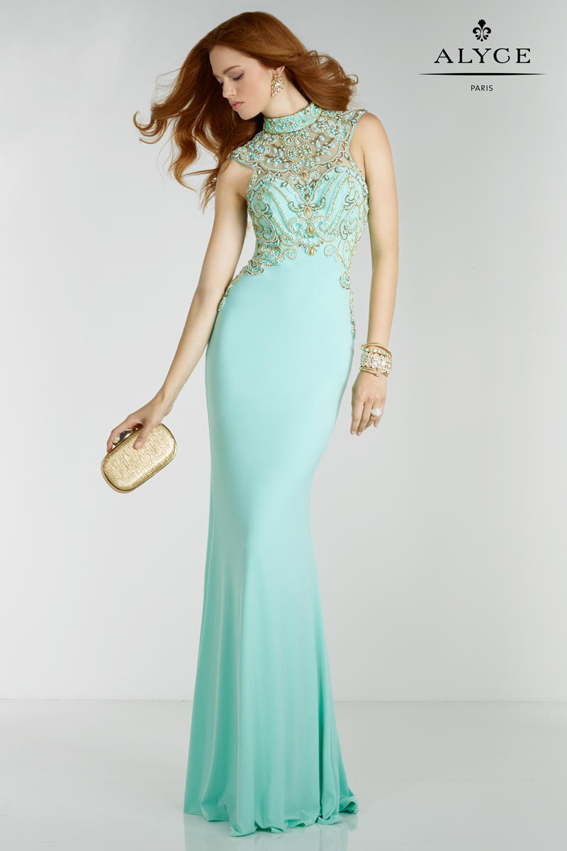 sheer top evening gown