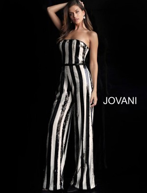 Jovani 65397 Bold Sequin Stripe Prom Jumpsuit
