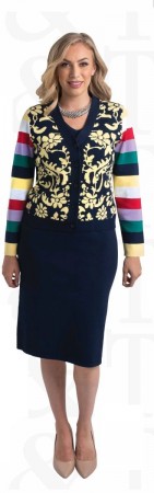 Size L Lily and Taylor 656 Ladies Colorful Knit Church Suit