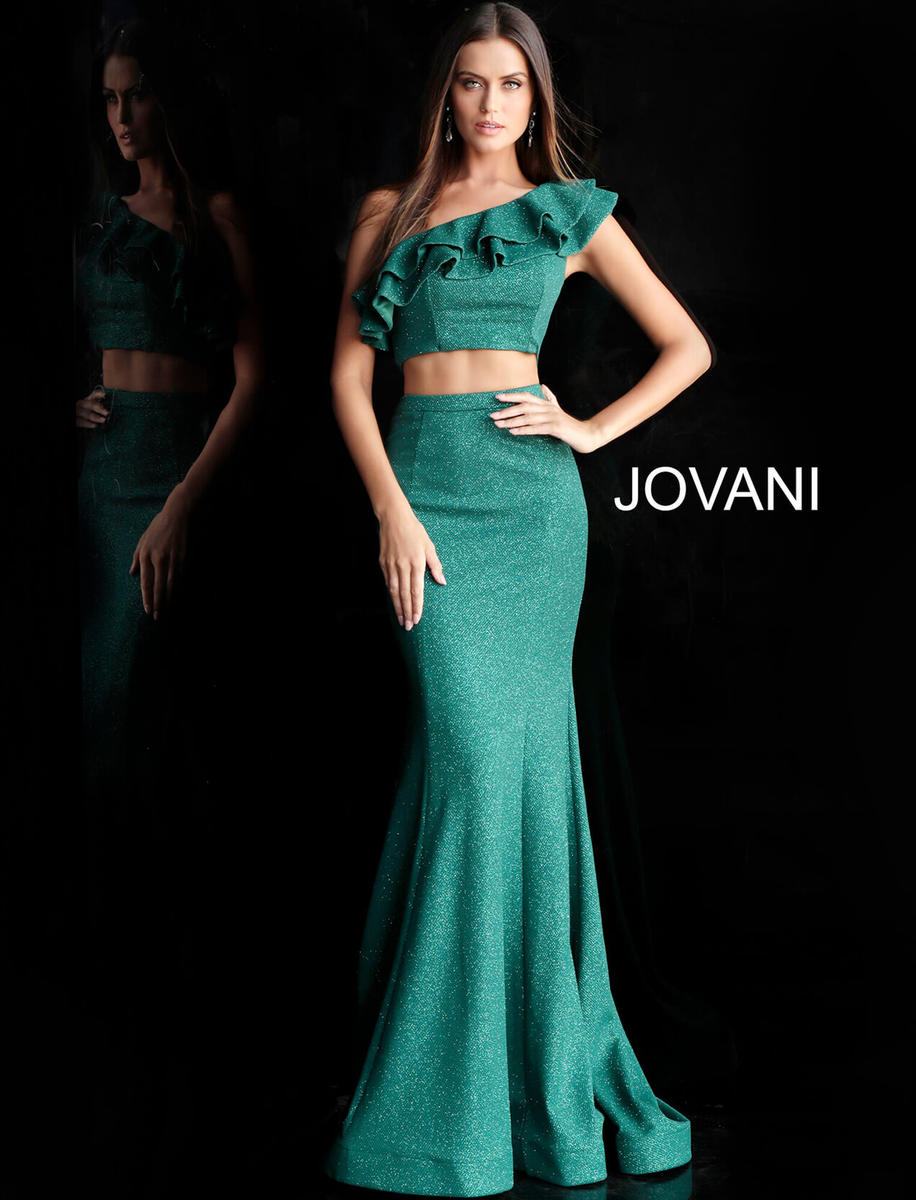 jovani one shoulder ruffle dress