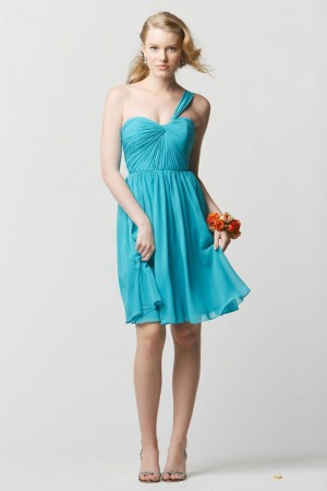 Wtoo 664 One Shoulder Short Bridesmaid Dress