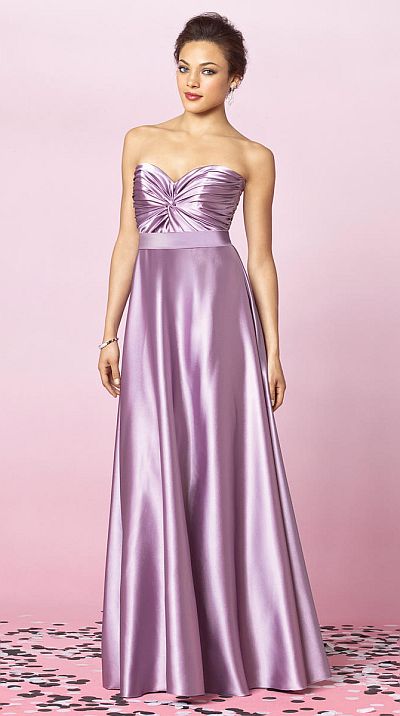 after six bow front stretch satin gown