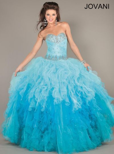Jovani Ombre Ball Gown with Beading and Ruffles 6708: French Novelty