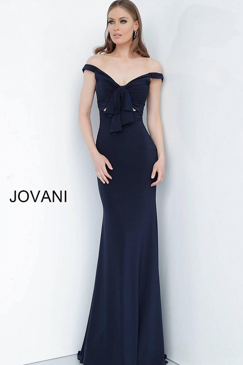 French Novelty Jovani 67380 Off Shoulder Fitted Evening Dress