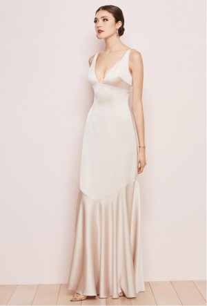 Watters Mason 6808 V Neck Bridesmaid Dress with Flounce