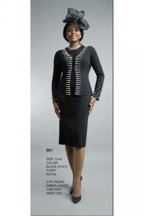 Black knit church suits sales