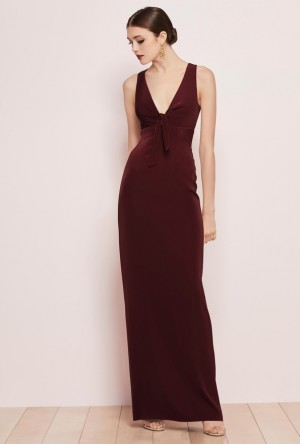 Size 6 Wine Watters Mavis 6812 Bodycon Crepe Bridesmaid Dress