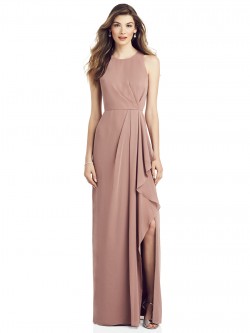 after six bow one shoulder gown