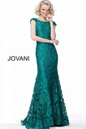 Jovani 68443 Lace Gown with Open U Back