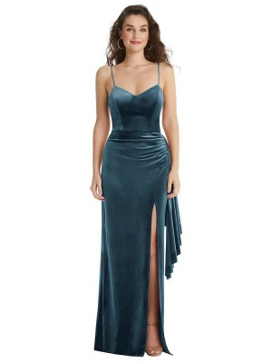 After Six 6851 Draped Velvet Bridesmaid Dress