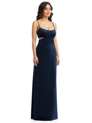 After Six 6866 Side Cutout Velvet Bridesmaid Dress