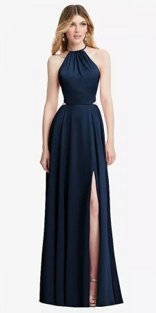 Dessy After Six 6875 Shirred High Neck Bridesmaid Dress