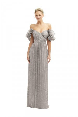 Size XS Sienna Metallic After Six 6883 Ruffle Strap Metallic Bridesmaid Dress
