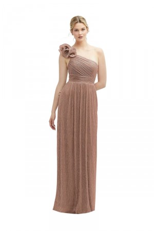 After Six 6884 Ruffle One Shoulder Metallic Bridesmaid Dress