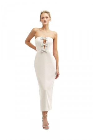 After Six 6891 Bow Front Midi Bridesmaid Dress