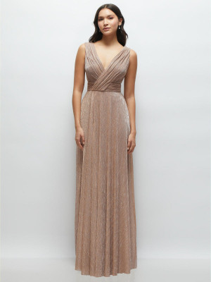 After Six 6895 Pleated Metallic Draped Bridesmaid Dress