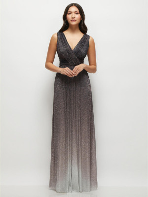 After Six 6895OMB Pleated Metallic Ombre Bridesmaid Dress