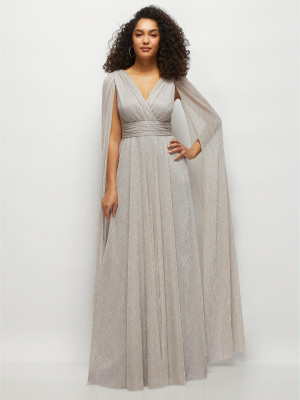 After Six 6896 Streamer Sleeve Metallic Bridesmaid Dress