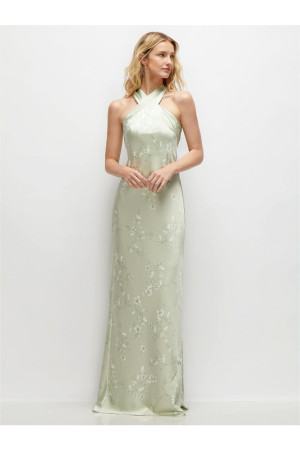 After Six 6902FP High Halter Neck Print Bridesmaid Dress