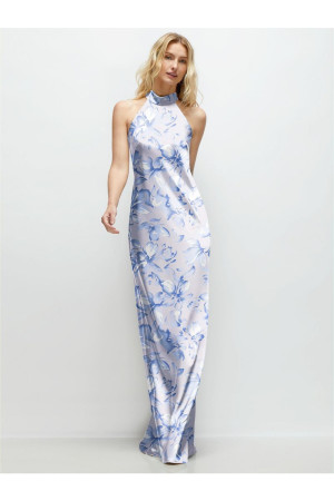After Six 6903FP High Neck Polished Print Bridesmaid Dress