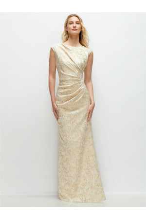 After Six 6908CFI Side Pleated Filigree Bridesmaid Dress
