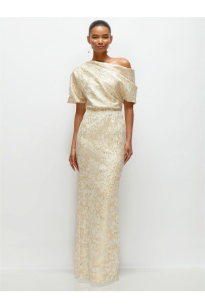 After Six 6909CFI Asymmetric Filigree Bridesmaid Dress