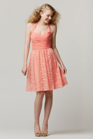 Wtoo 693 Halter Lace Short Bridesmaid Dress