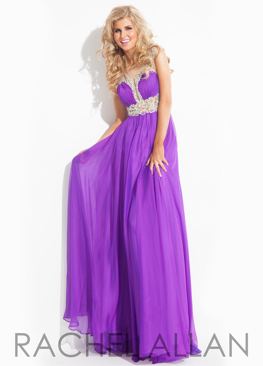 French Novelty Rachel Allan 6962 Chiffon Prom Gown With Illusion