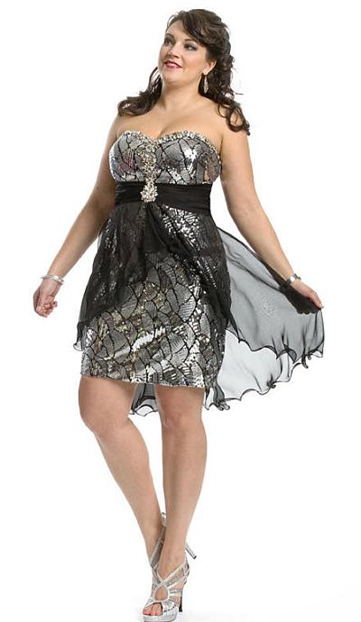 Party Time 6963 Plus Size Cocktail Dress: French Novelty