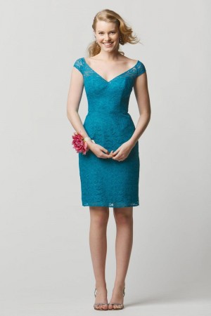 Wtoo 697 Lace Cap Sleeve Short Bridesmaid Dress