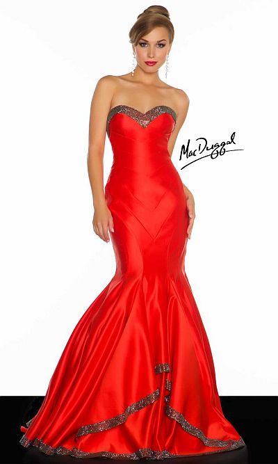 Mac Duggal Red Mermaid Dress 70003R: French Novelty