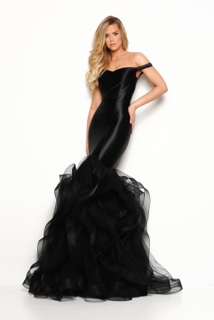 Size 10 Gold Jasz Couture 7008 Ruffled Mermaid Dress