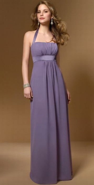 Alfred Angelo Long Halter Chiffon And Satin Bridesmaid Dress 7016