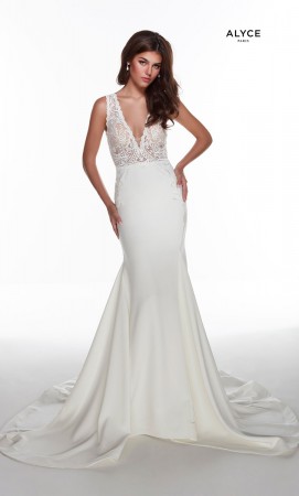Size 12 Ivory Alyce Paris 7016 Sheer Lace Wedding Dress